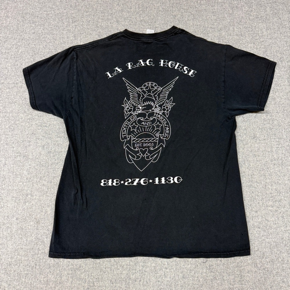 Gildan LA Rag House Graphic T-Shirt Size Large Black Short Sleeve Los Angeles Te
